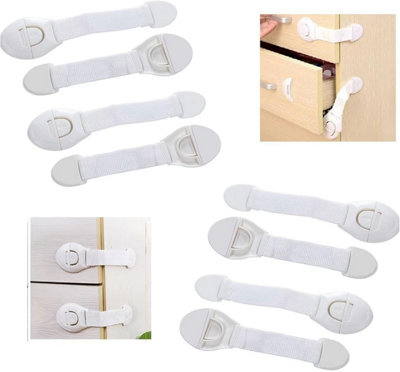 Start and Drive SdChild Safety Cupboard Straps Door Locks For Cabinets Drawers Kitchen Toilet Fridge Baby Proofing Kit (Pack Of 08) from B&Q