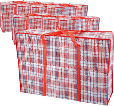 B&Q -  S&dLaundry Zip Bags Xxl Heavy Duty Storage Bags Reusable Nylon Large For Moving Clothes Wardrobe Waterproof -4Pcs (Red)