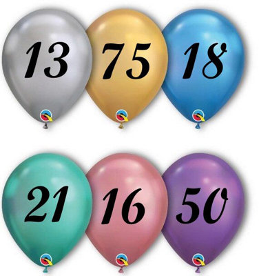  - Birthday Age Chrome 11-Inch Balloons 12Pc (16Th)
