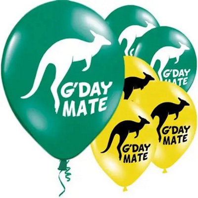  - G'day Mate Australian Themed Kangaroo 11-Inch Latex Balloons 10Ct