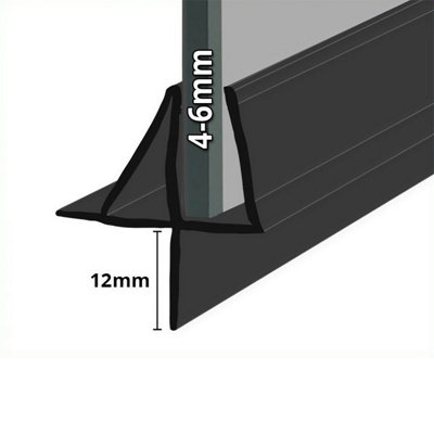 Shower Seal (UK) Ltd Shower Seal For Screens Doors Or PanelsFits 45 Or 6mm GlassSeals Gaps Up To 12mm2000mm LengthSeal004B