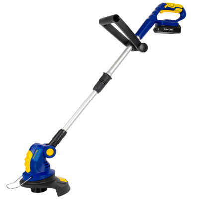 Skotek 20V Cordless Grass Strimmer - 23cm Cut - Blue - Battery & Charger Included - Support Rollers - Image 3