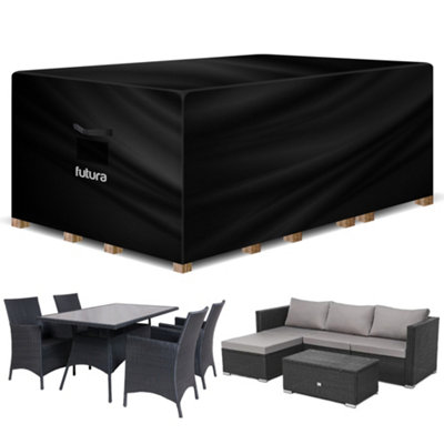 Futura Weatherproof Outdoor Covers Garden Furniture Cover Rip Resistant Fabric - Rectangular 270X180x89cm Black