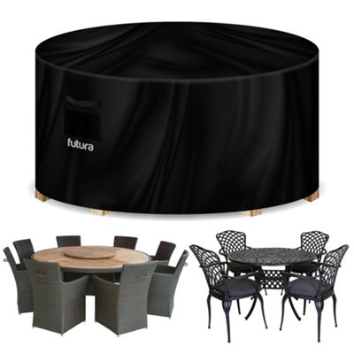 Futura Black Weatherproof Outdoor Covers Garden Furniture Cover Rip Resistant Fabric - Round 230X100cm