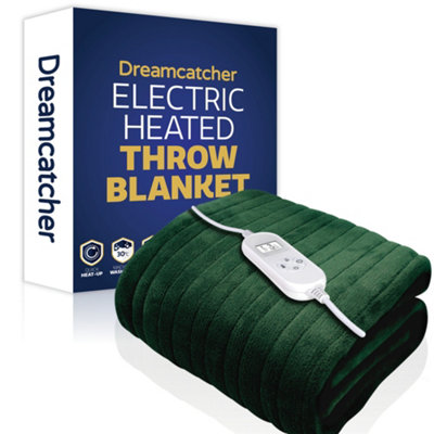 Dreamcatcher Deluxe Green Electric Throw Heated Double Over Blanket Soft Fleece  9 Heat & 12 Timer Settings from B&Q