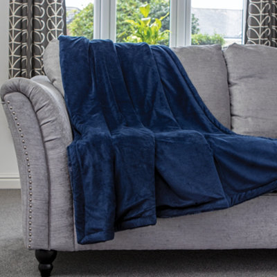 Dreamcatcher Blanket Throw Soft Faux Fur 160 X 130Cm Navy Blue Fleece Overblanket Fluffy Blanket  For Sofa & Beds from B&Q
