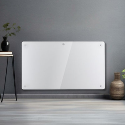 Futura Electric Panel Heater 1500W White  Wall Mounted & Free Standing Glass Room Radiator With  Timer Thermostat Control Lot 20 from B&Q