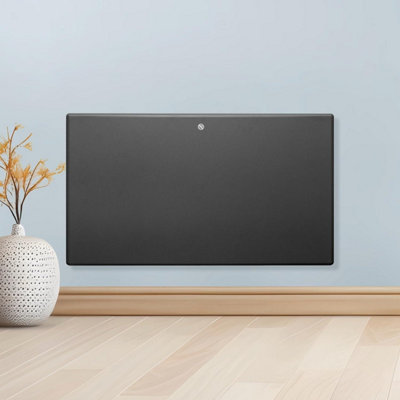 Purus Electric Radiator Panel Heater 1200W Eco Grey Wall Mounted & Freestanding Thermostat & Timer Lot 20 from B&Q