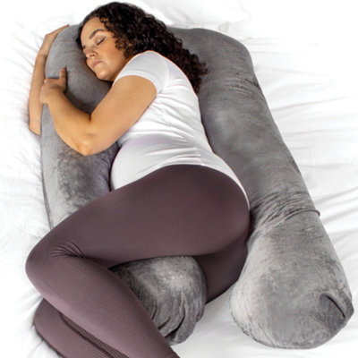 Aamira U Shaped Pregnancy Pillow  Grey135X75X20Cm Shredded Memory Foam Full Body Maternity Cushion For Sleeping from B&Q