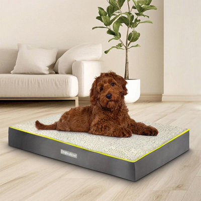 B&Q -  Grey Large Dog Bed Orthopaedic Flat Crate Pet Mattress 89X56X9CmRemovable Washable Cover