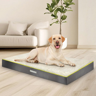 B&Q -  Grey Xl Dog Bed Orthopaedic Extra Large Flat Crate Pet Mattress 104X74X9CmRemovable Washable Cover