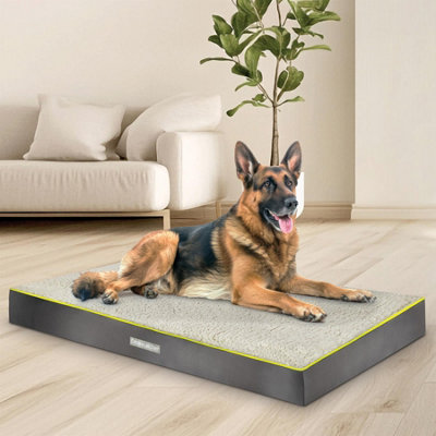 B&Q -  Grey Extra Large Dog Bed Orthopaedic Xxl Flat Crate Pet Mattress 137X112X9CmRemovable Washable Cover