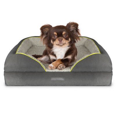 B&Q -  Grey Medium Dog Bed Orthopaedic Shredded Memory FoamFleece Sleeping AreaNon Slip BaseRemovable Washable Cover
