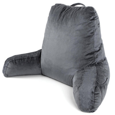 B&Q -  Large Grey Reading PillowShredded Memory Foam Cuddle Cuddle Cushion BackrestArm Support ,washable Velvet Cover