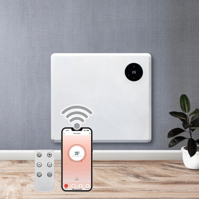 Purus 600W Wifi Electric Radiator Panel Heater White Wall Mounted Or Floor Standing Bathroom Safe Timer And Thermostat from B&Q