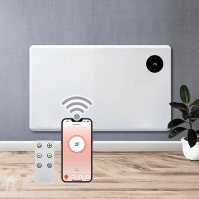 Purus Unisex White 1200W Wifi Electric Radiator Panel Heater Wall Mounted Or Floor Standing Bathroom Safe Timer & Thermostat 66Cm - Image 3