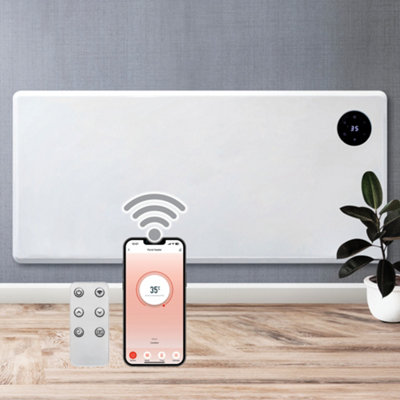 Purus Unisex White 1800W Wifi Electric Radiator Panel Heater Wall Mounted Or Floor Standing Bathroom Safe Timer & Thermostat Medium - Image 3