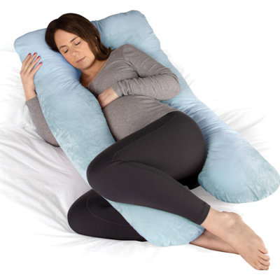 Dreamcatcher Pregnancy Pillow, U Shaped Shredded Memory Foam Maternity Pillow Machine Washable & Removable Velvet Cover Blue
