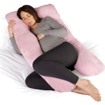 Dreamcatcher Pregnancy Pillow, U Shaped Shredded Memory Foam Maternity Pillow Machine Washable & Removable Velvet Cover Pink