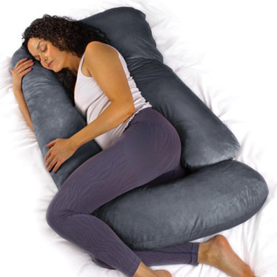 Aamira J Shaped Pregnancy Pillow Grey140X70X20Cm Shredded Memory Foam Full Body Maternity Cushion For Sleeping from B&Q