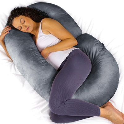 Aamira C Shaped Pregnancy Pillow Grey140X65X20Cm Shredded Memory Foam Full Body Maternity Cushion For Sleeping from B&Q