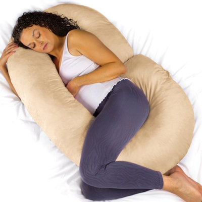 Aamira C Shaped Pregnancy Pillow Cream140X65X20Cm Shredded Memory Foam Full Body Maternity Cushion For Sleeping from B&Q