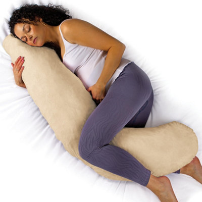 Aamira L Shaped Pregnancy Pillow  Cream145X25X20Cm Shredded Memory Foam Full Body Maternity Cushion For Sleeping from B&Q
