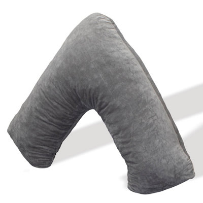 Aamira V Shaped Pillow Shredded Orthopaedic Memory FoamDark GreyHeadNeck & Back Pregnancy Maternity SupportWashable Cover from B&Q