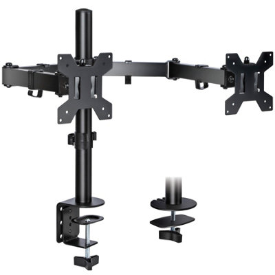 B&Q -  Dual Monitor Arm For 13 To 27 Inch ScreensDual Monitor Desk Mount With Clamp 90 Tilt And 360 Rotation & 180 Swivel