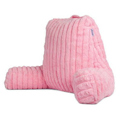 Aamira Pink Deluxe Reading Pillow, Soft Ribbed Faux Fur, Shredded Memory Foam Cuddle Cuddle Cushion Backrest Arm Support Large
