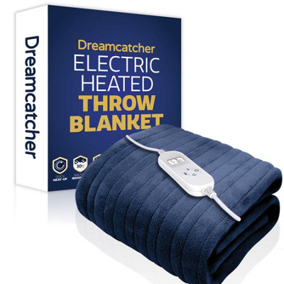 Dreamcatcher Deluxe  Xl Electric Throw Heated Double Over Blanket Soft Fleece 9 Heat & 12Hr Timer SettingsNavy Blue from B&Q
