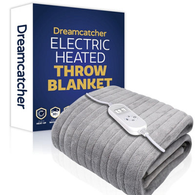 Dreamcatcher Deluxe  Xl Electric Throw Heated Double Over Blanket Soft Fleece 9 Heat & 12Hr Timer SettingsSilver from B&Q