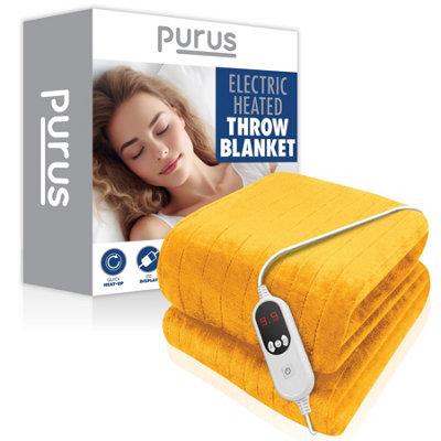 Purus Deluxe Gold Xl Electric Throw Heated Double Over Electric Blanket Soft Fleece 9 Heat & 12 Timer Settings from B&Q