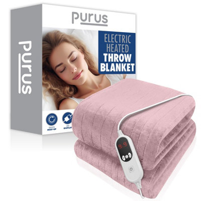 Purus Deluxe Pink Xl Electric Throw Heated Double Over Electric Blanket Soft Fleece 9 Heat & 12 Timer Settings from B&Q