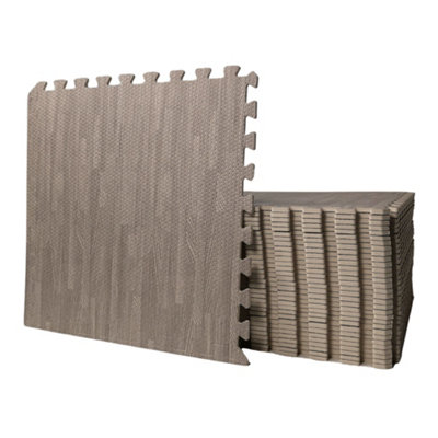 B&Q -  8 Piece Grey Wood Effect Eva Foam Floor Protective Tiles Or Mats 60X60Cm Each