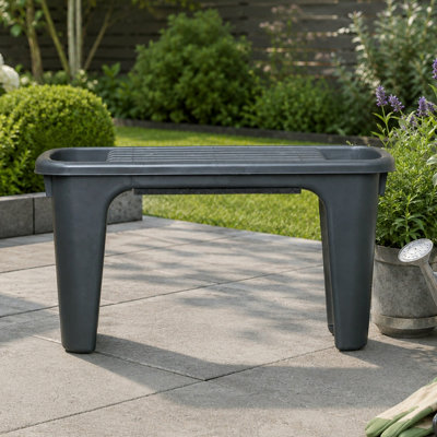 Samuel Alexander 2 in 1 Garden Kneeler Stool with Storage - Grey Plastic - 66cm Length - Image 4