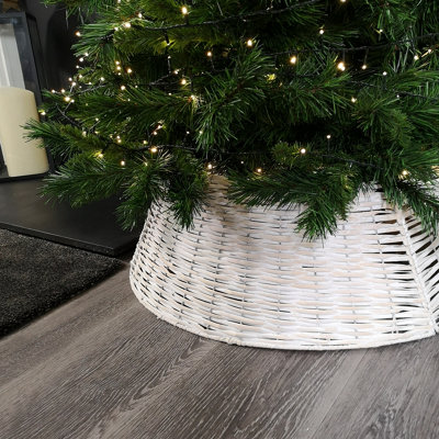 Samuel Alexander Unisex White 40/58Cm Kd Willow Christmas Tree Skirt Wicker Rattan- Medium Wash - Image 5