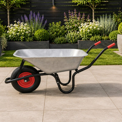 Rackhams 90 Litre 150Kg Capacity Heavy Duty Galvanised Samuel Alexander Metal Garden Wheelbarrow With Pneumatic Tyre - Wheelbarrows - Image 4