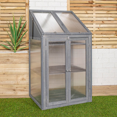 Samuel Alexander Wooden Mini Greenhouse Cold Frame   Small Greenhouse Grey H120 X W69 X D49Cm from B&Q