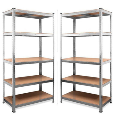 B&Q -  Set Of 2 Garage Shelving 90Cm Wide & 180Cm High Heavy Duty 5 Tier Multipurpose Metal Racking Unit  Or Warehouse Shelving Storage