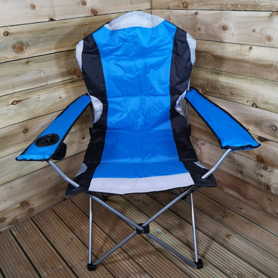 B&Q -  Luxury Padded High Back Folding Outdoor / Camping / Fishing Chair In Blue
