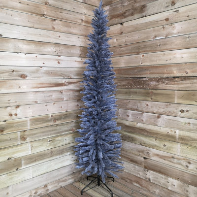 Samuel Alexander 244Cm / 8Ft Wrapped Pencil Pine Grey Christmas Tree With 460 Tips from B&Q