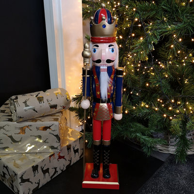 Samuel Alexander Blue Traditional Wooden Christmas Nutcracker Soldier Decoration With Body 60Cm