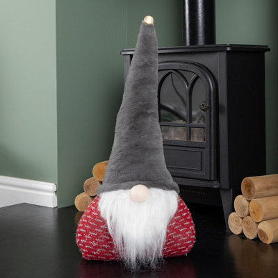 Samuel Alexander 60Cm Battery Powered Light Up Christmas Gonk With Grey Hat And Red Body from B&Q