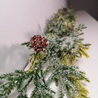 Samuel Alexander 160Cm Realistic Look Christmas Green Spruce Garland With Frosting And Plastic Pine Cones from B&Q