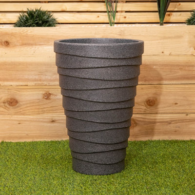 Samuel Alexander 56Cm Medium Round Grey Garden Patio Trojan Plant Pot