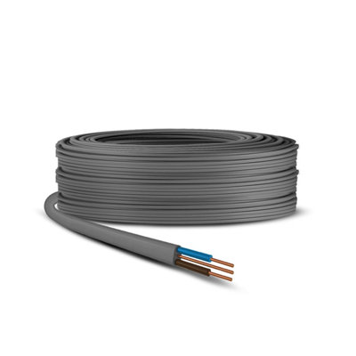 Primes Diy Electric Socket Wire Cable 1.5mm Twin And Earth Flat Grey Pvc Lighting Electric Cable 6242Y Basec Approved (100 Metre) from B&Q
