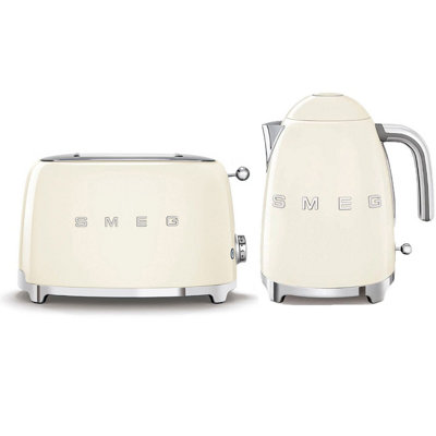 Smeg Klf03 1.7Ltr - 3Kw Kettle And Tsf01 2 Slice Toaster Set Cream