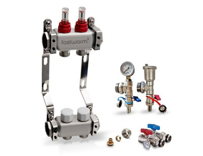Fastwarm 2 Port Manifold Including Isolation + Fill/drain Valves from B&Q