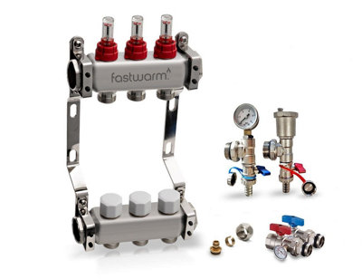 Fastwarm 3 Port Manifold Including Isolation + Fill/drain Valves from B&Q